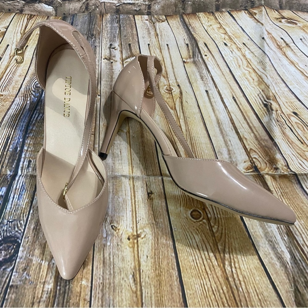 NEW Tip Toe Dance Nude Leather 3 1/2” Stiletto Heels Size Euro 41